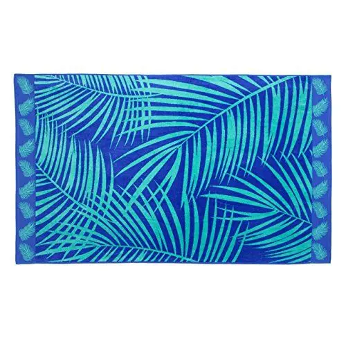 Produktbild: Gözze Strandtuch, 100% Baumwolle, 100 x 160 cm, Farne, Petrol, 10001-32