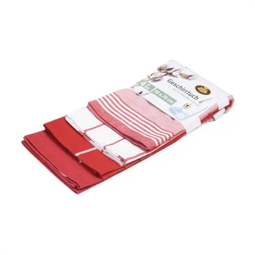 Produktbild: Gözze - Geschirrtuch-Set, 4-teilig, 100% Baumwoll-Jacquard-Stoff, hohe Materialdichte (200 g/m²), 50 x 70 cm - Rot