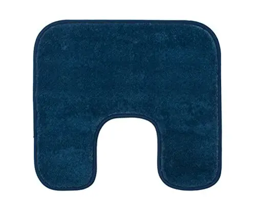 Produktbild: Gözze - Premium Rutschfester Badteppich mit Ausschnitt, RIO, 100% Microfaser, Ideal als WC-Vorlage für Standtoilette, 50 x 45 cm - Dunkelblau