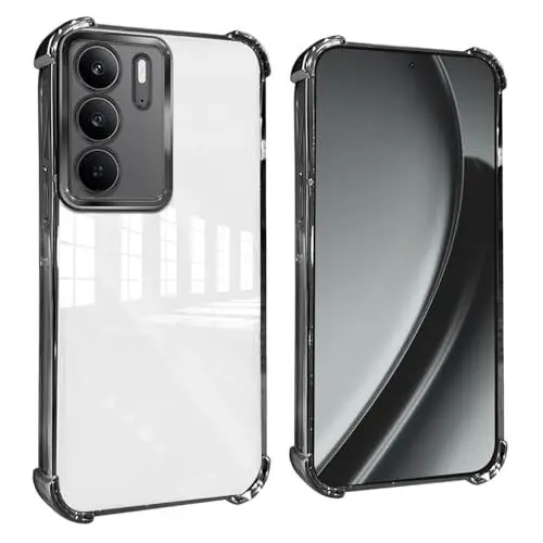 Produktbild: GOGME Hülle für Realme C75 4G Verstärkte Ecken Handyhülle mit Kamerafolie Schutzhülle/TPU Kratzfest Stoßfest Weich Transparent Design - Schwarz