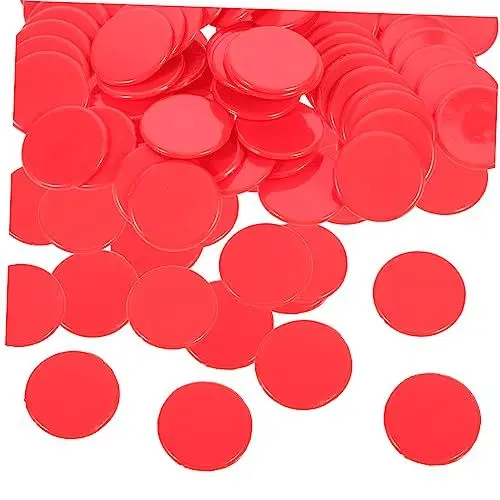 Produktbild: Gogogmee 100St Chips Spielmünzen Glücksspielmarker Jetons Glücksspielzähler kinder brettspiele brettspiel zubehör Glücksspielmarken Bingohallen-Requisiten Mathe-Spielzubehör Abs rot