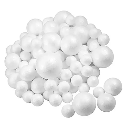 Produktbild: Gogogmee 100St weiße Schaumstoffkugel Bausatz für Handskulpturen Hochzeitsschaumkugeln Weihnachtsdekorationen The Hallow Modelle Ornament Leere Schaumstoffbälle unfertige Schaumkugel Kuchen