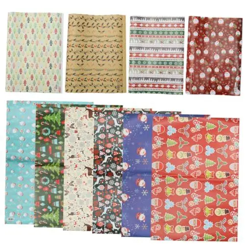 Produktbild: Gogogmee Trendy Weihnachtsgeschenkpapier für Schachteln 10 Stück festlich dekorativ für Partys zufälliger Stil