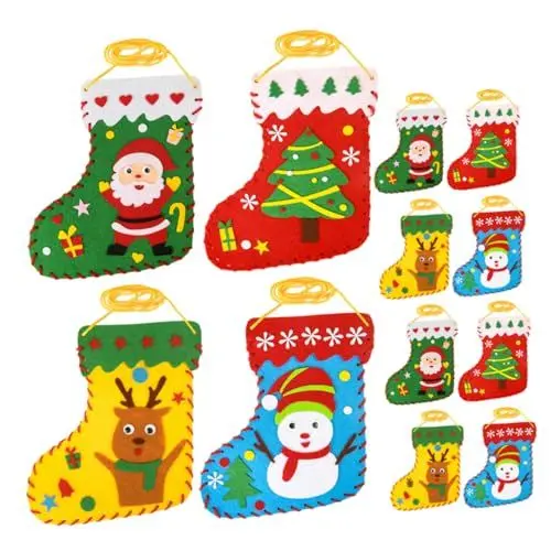 Produktbild: Gogogmee 12 Stück Weihnachtsstrümpfe Filz Sets Filz Kinder Weihnachten Nähstrumpf DIY Filz Weihnachtsstrümpfe Kit Weihnachtsstrümpfe Aus Filz