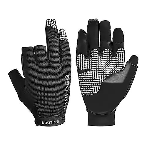Produktbild: Gogogmee 1paar Professionelle Anti-rutsch-fischhandschuhe Mit Reflektierendem Logo Outdoor Segelhandschuhe Für Männer Und Frauen Schwarz Für Angeln Und Andere Aktivitäten