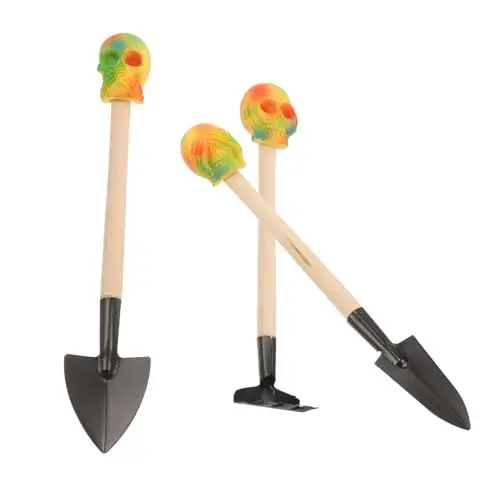 Produktbild: Gogogmee Gartenwerkzeug-Set Mini-gartenschaufel Rechen und Kelle Kreatives Totenkopfmuster für Pflanzen