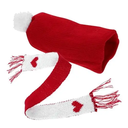 Produktbild: Gogogmee 1 Satz Scarf Dekoration weihachtsdeko handwäsche liebstöckel Puppen Hutschachtel Weinflaschennarbe und Hut Minihut zum Basteln kleine Strickmützen Miniatur-Weihnachtsschal Garn