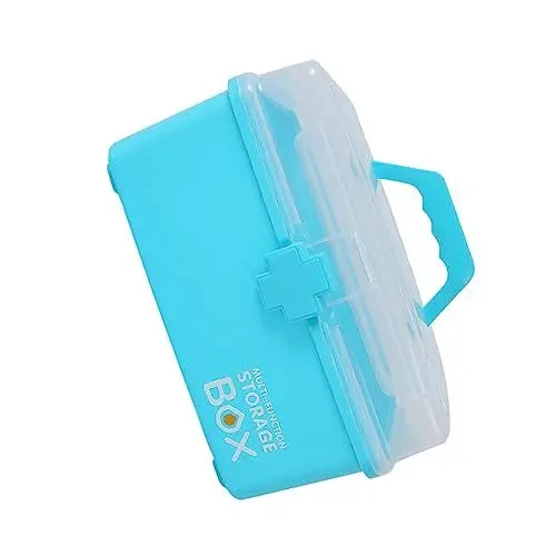 Produktbild: Gogogmee 1stk Hausapotheke Medikamente Erste-hilfe-set Für Babys Erste-hilfe-kasten Medizin-kit Kinder Medizin Fall Organizer Für Medizinschlösser Tragbar -medizinset Plastik Blue