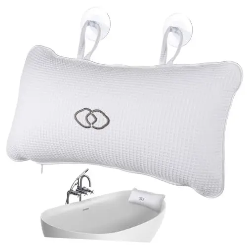 Produktbild: Gogogmee 2stücke Badewannenkissen PVC Luftkissen Rutschfestes Spa Kopfstütze Für Nacken Und Kopf Mit Saugnäpfen Weiß Ergonomisch Und Bequem Für Entspannende Bäder Und Wellnessmomente