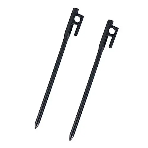 Produktbild: Gogogmee 2St Heringe Camping zubehör Tent Poles zeltzubehörset zubehör Camping Zeltzubehör Set Gartenpfähle Sandzeltstangen Rucksackzelt Camping-Einsätze Zelt Strandhering Gusseisen Black