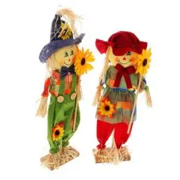 Produktbild: Gogogmee 2St Vogelscheuche Ornament Gartendekoration kleine Gartenvogelscheuchen Rasen außen Herbstdeko Halloween Party Deko Vogelscheuchen-Dekore Halloween-Gartenvogelscheuchen hölzern