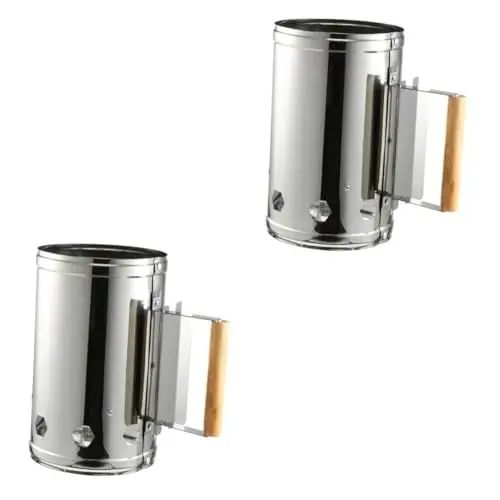 Produktbild: Gogogmee 2 STK Carbon-Eimer aus Edelstahl kaminofen kaminofn Grill Stand zubehör Grillen grillkorb Grill Briketts Schornstein Holzkohlegrill Starter Grill-Feuerstarter Outdoor-Grillwerkzeug