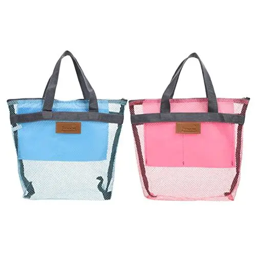Produktbild: Gogogmee 2 Gitter Strandtasche Badezimmer Mesh Duschbeutel Outdoor Mesh Dusch Tragetaschen Netz Dusch Organizer Netz Taschen Toilettenartikel