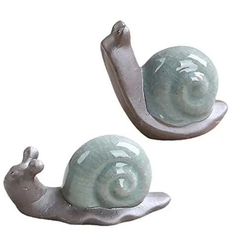 Produktbild: Gogogmee 2 Stück Ornamente Heimdekoration Porzellan Tierstatue Tischschnecke Dekorationen Tischplatte Tierskulptur Schneckenstatue Miniaturschneckenfiguren Minispielzeug Retro Outdoor