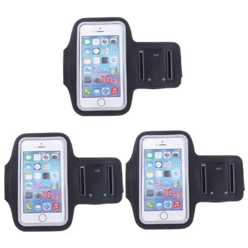 Produktbild: Gogogmee 3St Armband für Smartphone Handytasche kartenetui Handy armschlaufe Multifunction Phone case arm Armband für Telefon Armband Fall Handyhülle mit Touchscreen Sportarmband Black
