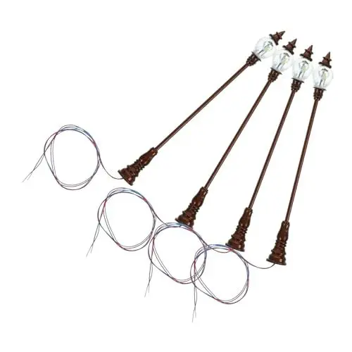 Produktbild: Gogogmee 4 Stück Straßenlaterne Modell Mini Dekor Szene Lampe Dekor Modelleisenbahn Zubehör Park Szene Layout Requisiten Miniatur Ornament Simulation Lampe Mini Straßenlaterne