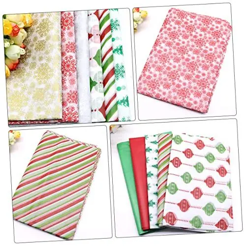 Produktbild: Gogogmee -Geschenkpapierrollen 10 Blatt Paket weihnachtliche Seidenpapier-Designs gemischte Farben für Weihnachten und Partys