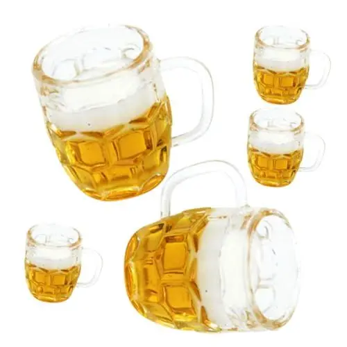 Produktbild: Gogogmee 6 Stück Bierkrüge aus Harz Puppenhaus Deko Realistische Mini Biergläser für Kreative Szenen und Bastelprojekte für Sammler und Deko Fans