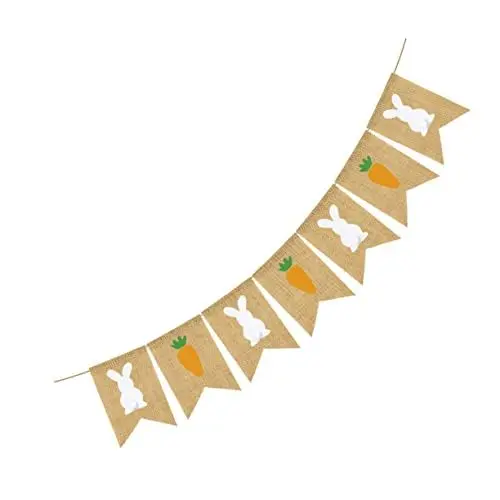 Produktbild: Gogogmee Baby Ammer 1 Satz Osterparty Osterbanner Dekorationen Osterfrühlingszeichendekor Ostergarten Girlande Osterfahnen Ziehen Ostern Sackleinen Girlande Fotoverzierung Wimpel Hase Baby