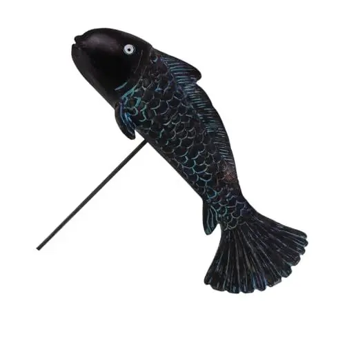 Produktbild: Gogogmee Fisch-Ornament für den Garten Exquisite Fisch-Dekoration aus Kunstharz Fisch-Statue Fischpfahl Handwerk rustikaler Stil Fisch- Tier-Garten-Ornamente