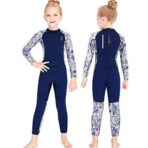 Produktbild: Gogokids Kinder Neoprenanzug - Mädchen Neopren Badeanzug Lang Ärmel, Rash Guard Einteilige Badebekleidung 2.5mm Taucheranzug Schnorchelanzug UV 50+ Sonnenschutz, M
