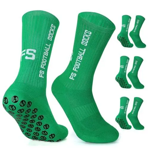 Produktbild: Gohanny Fußballsocken 3 Paar Rutschfeste Fußball Socken, Größen 39-36, Fussball Socken für Damen & Herren - Anti-Rutsch Grip Fußball Socken- Sportsocken Atmungsaktiv, Grün