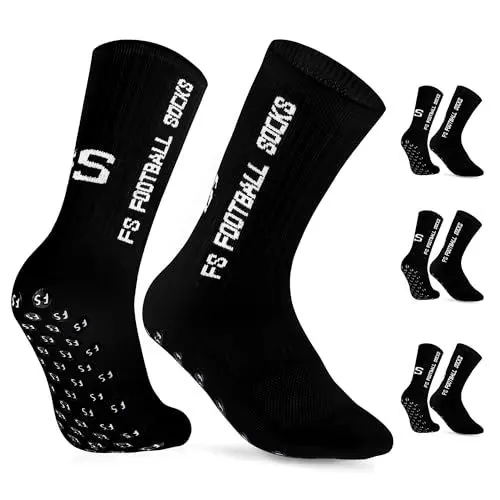 Produktbild: Gohanny Fußballsocken 3 Paar Rutschfeste Fußball Socken, Größen 39-36, Fussball Socken für Damen & Herren - Anti-Rutsch Grip Fußball Socken- Sportsocken Atmungsaktiv, Schwarz