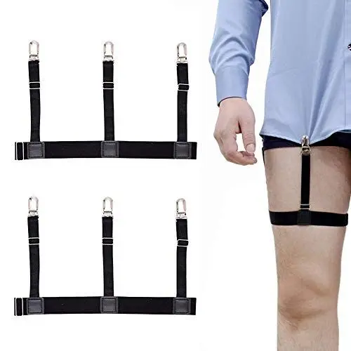 Produktbild: GoHZQ Herren Hemdhalter Elastisch Hemden Halter Hose mit Rutschfest Sperrung Schellen für Shirt Stays, Versteckter Hemdclip hält das Hemd Ordentlich