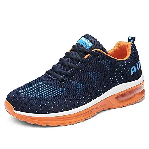 Produktbild: gojiang Herren Damen Turnschuhe Laufschuhe Sportschuhe Straßenlaufschuhe Sneakers Atmungsaktiv Trainer Running Fitness Gym Outdoor Leichte BlueOrange45