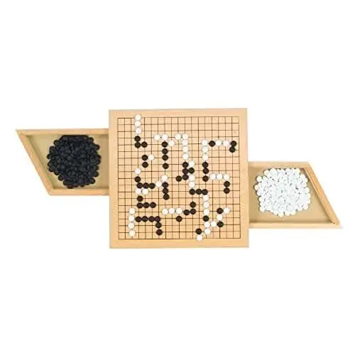 Produktbild: goki 56916 Go Brettspiel mit Ausziehfächern, 30 x 30 x 4,4 cm, Holz, 361 Spielsteine, Strategiespiel Denkspiel ab 6 Jahren, Gesellschaftsspiel