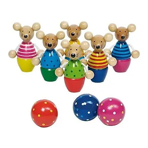Produktbild: Goki Kegelspiel Speedy - Fördert Motorik und Geschicklichkeit, Hochwertiges Holzspielzeug mit 9 Teilen für Indoor und Outdoor für Kinder ab 3 Jahren