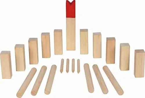Produktbild: goki 56324 - KUBB Spiel inkl. Baumwollbeutel - Outdoor Geschicklichkeitsspiel - Spannendes Schweden Schach - Robustes Wurfspiel aus Kiefernholz