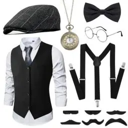 Produktbild: GOKINDOR 20er Jahre Kostüm Herren Accessoires, Peaky Blinders Kostüm Mafia Karneval Kostüm Herren, 20er Jahre Accessoires, Kostüme Herren Herren Kostüm Set Deko(XL)