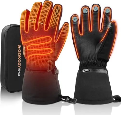 Produktbild: Gokozy Beheizbare Handschuhe für Herren Damen, Motorrad-Handschuhe & Skihandschuhe - 3 Heizstufen, Handwärmer für Wintersport & Wandern, Weihnachts- und Thanksgiving-Geschenk