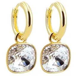 Produktbild: Gold Creolen Ohrringe 925 Sterling Charm Anhänger Markenkristalle NOBEL SCHMUCK