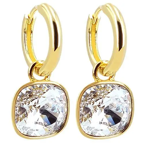 Produktbild: Gold Creolen Ohrringe 925 Sterling Charm Anhänger Markenkristalle NOBEL SCHMUCK