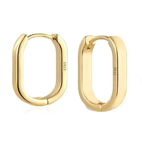 Produktbild: Gold Creolen Ohrringe Kleine Damen, Hypoallergen Silberne Geometrische Ohrringe Kleine Ohrringe Eckig Dicke Creolen Leichte Kleine Creolen Quadratische Gold Huggie Ohrringe Mädchen