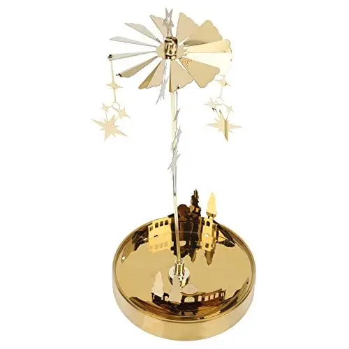 Produktbild: Lurrose Gold Kerzenhalter Stern Metall Teelichthalter: Edelstahl Teelicht Karussell Ostern Deko Eisen Duftkerzen Tablett Rotierender Kerzenst?nder Hochzeit Wohnzimmer Tischdeko Osterdeko