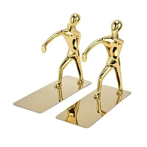 Produktbild: Gold Man Buchstützen, Stilvolle Dekoration Einzigartiges Design Edelstahl Man Buchstützen mit Polsterung für das Büro für Zuhause