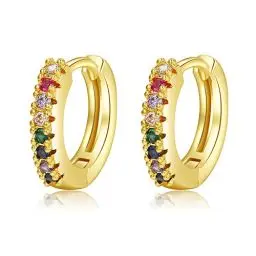 Produktbild: Gold Mini Zirkonia Creolen für Damen vergoldet Hypoallergen Huggie Creolen Gold Creolen Schlafen