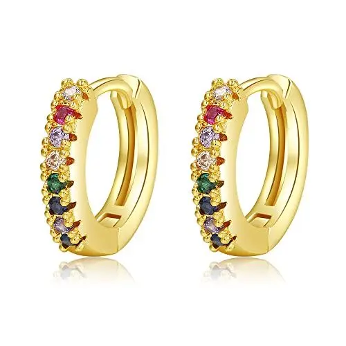 Produktbild: Gold Mini Zirkonia Creolen für Damen vergoldet Hypoallergen Huggie Creolen Gold Creolen Schlafen