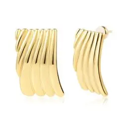 Produktbild: Gold Ohrringe Große Ohrstecker Damen, Große Klobige Ohrstecker 14K Geometrische Ohrringe Hypoallergen Rechteckige Ohrstecker Gestreifte Ohrstecker Statement Dicke Ohrstecker Schmuck Geschenk