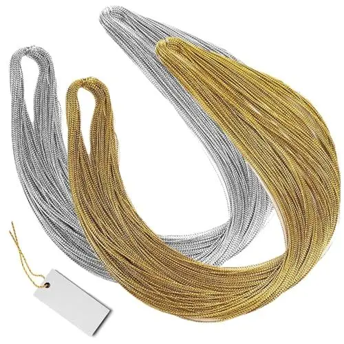 Produktbild: Gold Silber Metallic Kordel, 200M*1MM Craft Cord Metallisch Lametta Schnur Bastel Schnur für DIY Kunsthandwerk Geschenkverpackungen