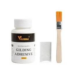 Produktbild: Goldblatt-Klebstoff, Vergoldungskleber, Blattgoldkleber für Handwerk, Kunst, Holzgebrauch (100 ml + Pinsel + Handschuhe)