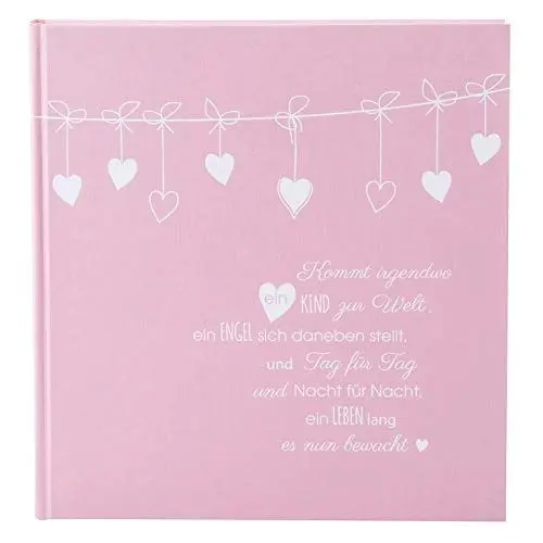 Produktbild: goldbuch 15132 Babyalbum Poetry Pink, 30 x 31 cm, Baby Fotoalbum mit 60 weiße Blankoseiten, 4 illustrierte Seiten, Pergamin-Trennblätter, Einband mit Leinenstruktur, Album in Rosa