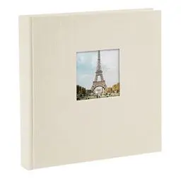 Produktbild: goldbuch 24823 Fotoalbum mit Fensterausschnitt, Bella Vista, Erinnerungsalbum 25 x 25 cm, Foto Album 60 weiße Seiten mit Pergamin-Trennblättern, Fotobuch aus Leinen, Sandgrau