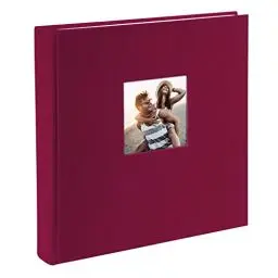 Produktbild: goldbuch 24892 Fotoalbum mit Fensterausschnitt, Bella Vista, Erinnerungsalbum 25 x 25 cm, Foto Album 60 weiße Seiten mit Pergamin-Trennblättern, Fotobuch aus Leinen, Bordeaux