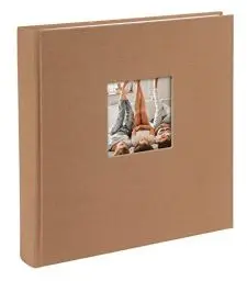 Produktbild: goldbuch 24 819 Fotoalbum mit Fensterausschnitt, Bella Vista Haselnuss, Erinnerungsalbum im Format 25 x 25 cm, Foto Album 60 weiße Seiten mit Pergamin-Trennblättern, Fotobuch aus Leinen, Einband Braun