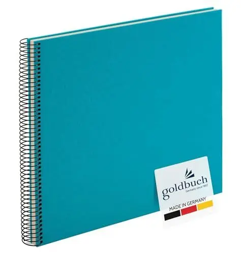 Produktbild: goldbuch 25 363 Spiralalbum Bella Vista, Foto Album 35 x 30 x 1,5 cm - Spirale ⌀ 2,8 cm, Fotoalbum, 40 weiße Seiten, Erinnerungsalbum Leinen, Fotobuch für Bilder und Fotos zum Einkleben, Türkis