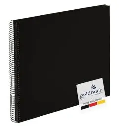 Produktbild: goldbuch 25997 Spiralalbum Bella Vista, Foto Album 35 x 30 cm, Fotoalbum mit 40 schwarze Seiten, Erinnerungsalbum aus Leinen, Fotobuch für Bilder und Fotos zum Einkleben, Schwarz